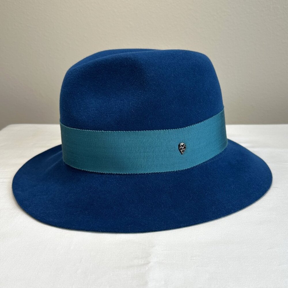 Helen Kaminski Rabbit Felt Fedora Hat Blue O/S - Picture 2 of 10